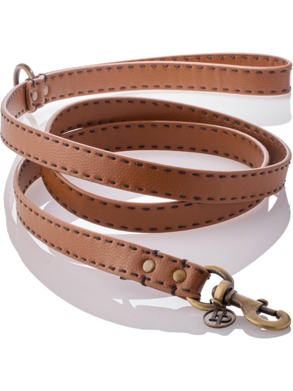 Vegan Leather Dog Leash, Chestnut Brown, Durable & Stylish, Perfect for All